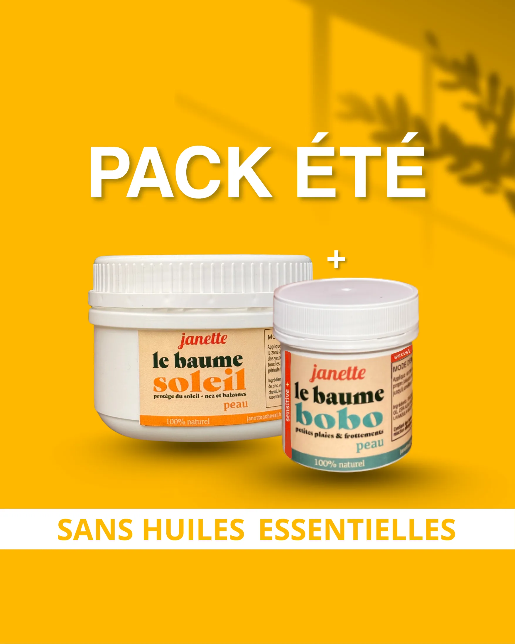 Pack été sans huiles essentielles - Le baume soleil et le baume bobo sensitive +